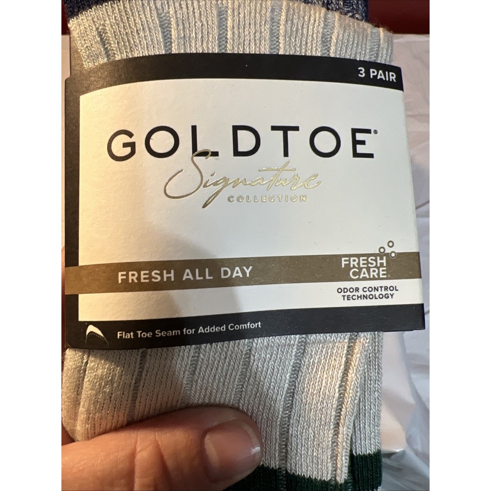 Signature Gold By Goldtoe Men's Fresh All Day Multicolor Crew Socks 3pk 6-12 - Picture 2 of 4